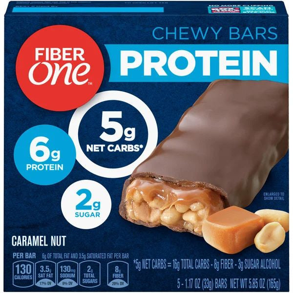 Fiber One Protein Chewy Bars, Caramel Nut, 5 ct.