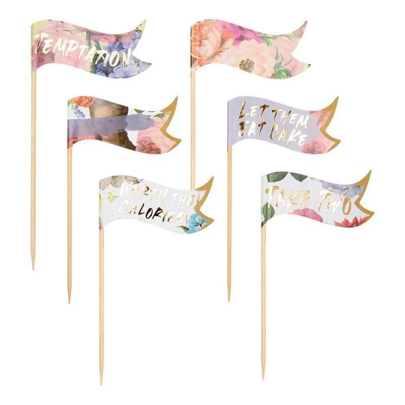 Floral Cocktail Stick Food Flags, 24pk