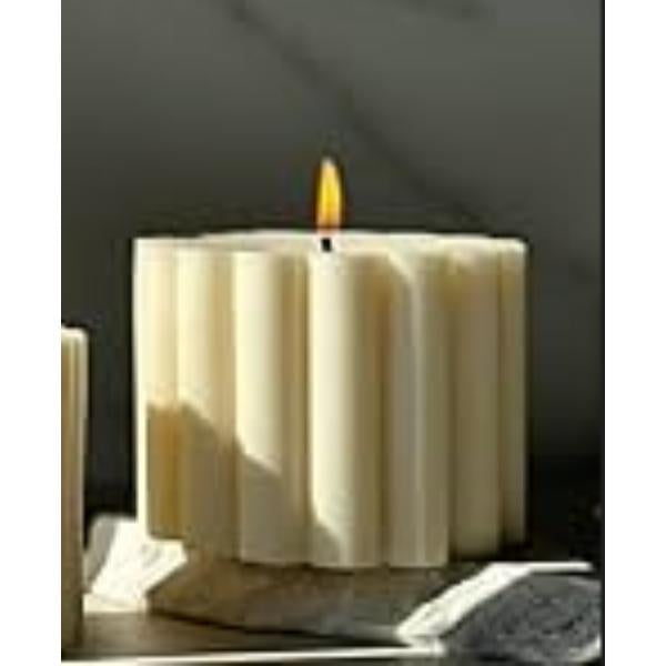 Fluted Candle - Cream - Medium