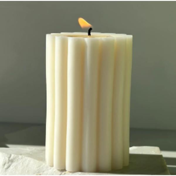 Fluted Candle - cream - small
