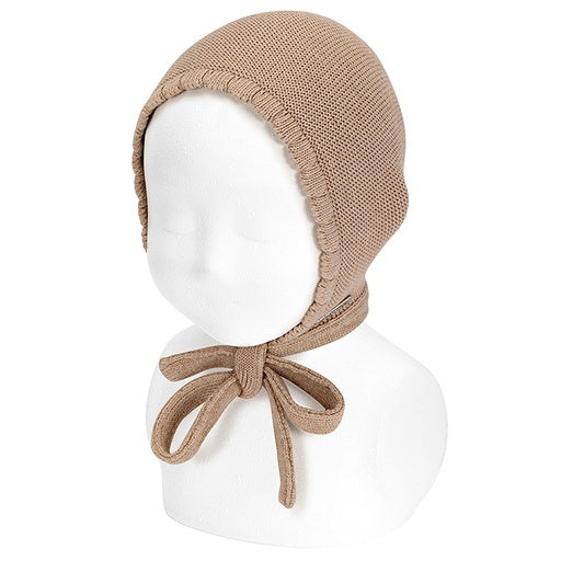 Condor Garter Stitch Bonnet, Nougat 6-12m