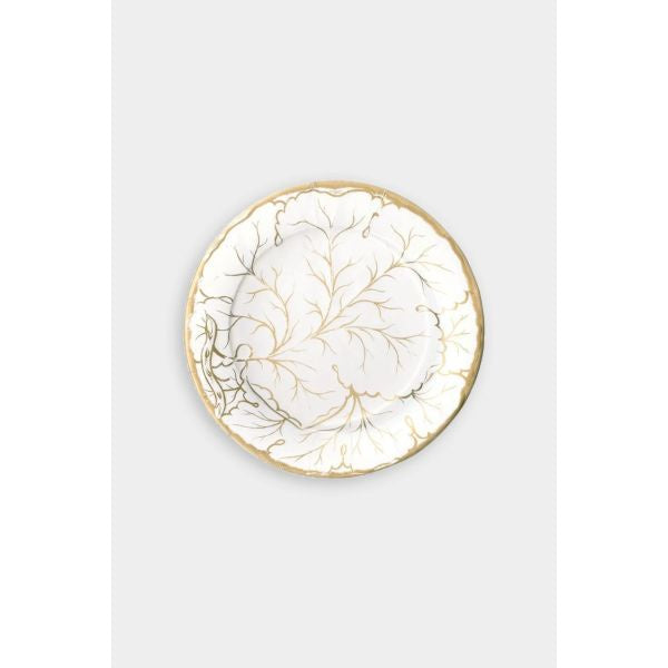 Gilded Majolica Paper Salad & Dessert Plates, Ivory 8pk