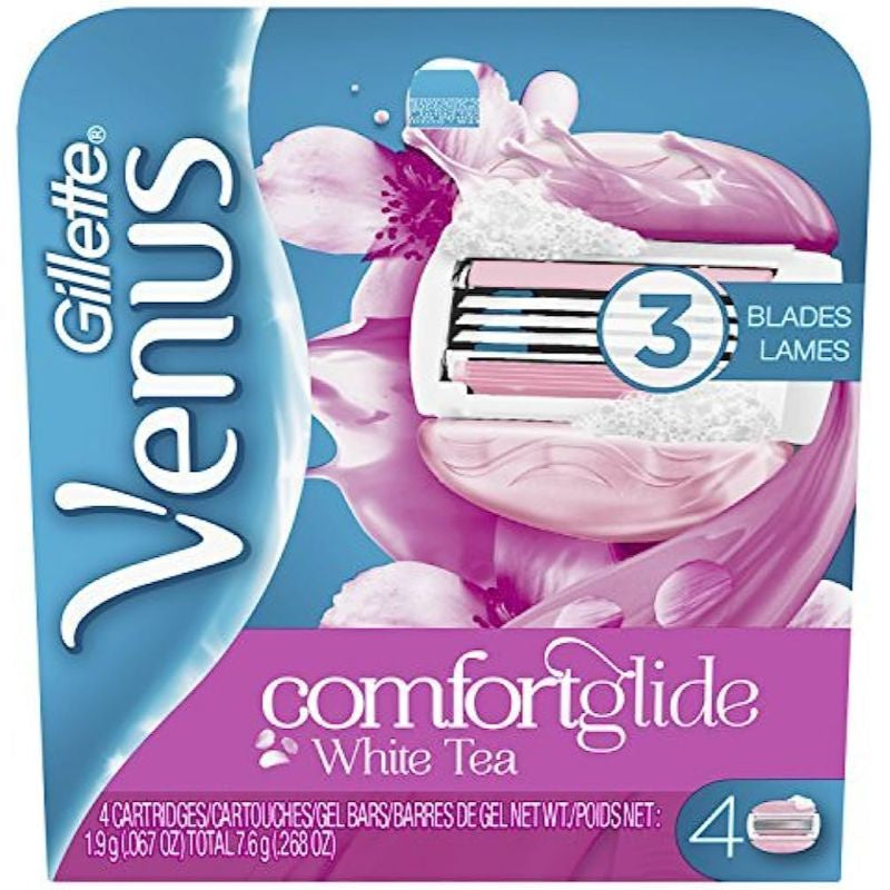 Gillette Venus Comfort Glide White Tea 3 Blade Cartridges, 4ct