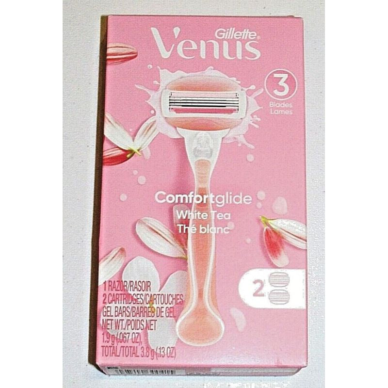 Gillette Venus ComfortGlide White Tea Women's Razor Handle + 2 Blade Refills