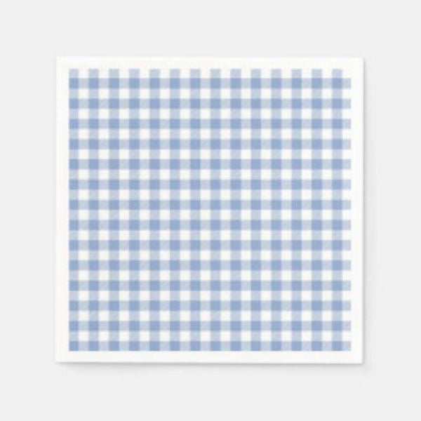 Gingham Light Blue Cocktail Napkins 20pk