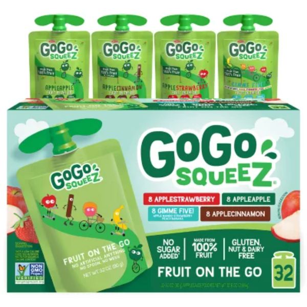 GoGo Squeeze Apple/Cinnamon/Strawberry Pouches 32ct