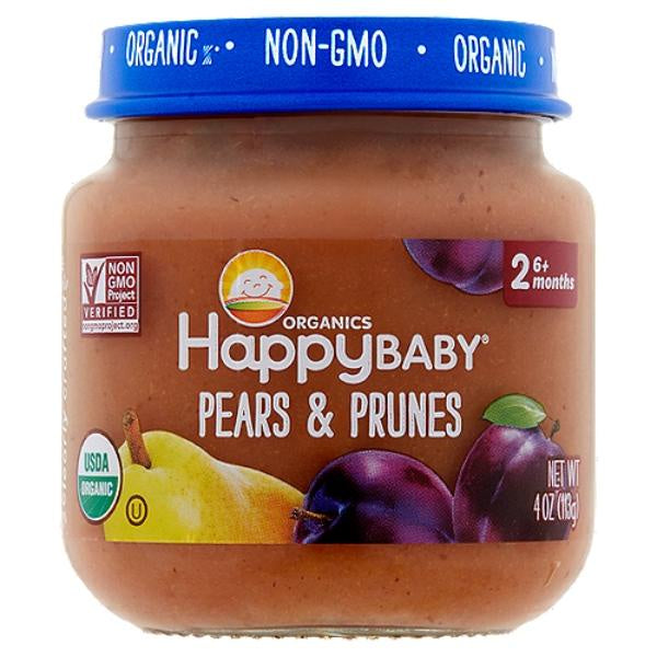 Happy Baby Organics Pears & Prunes Baby Food, Stage2, 6+ Months, 4oz