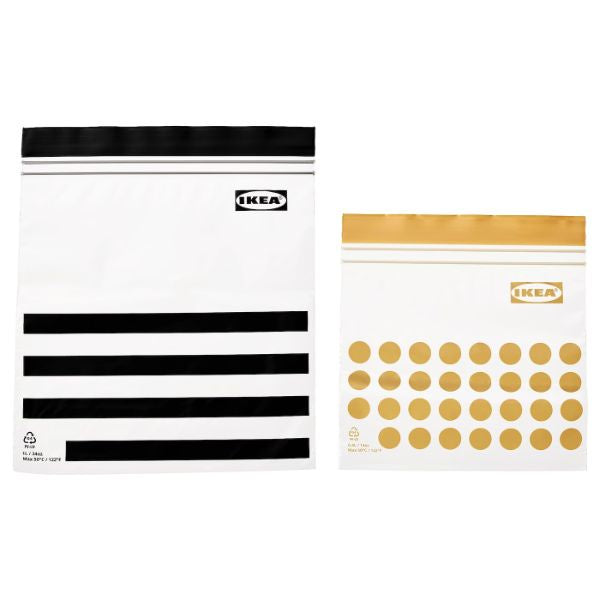 ISTAD Resealable Bag, patterned/black yellow 60 PACK 1l AND 0.4L