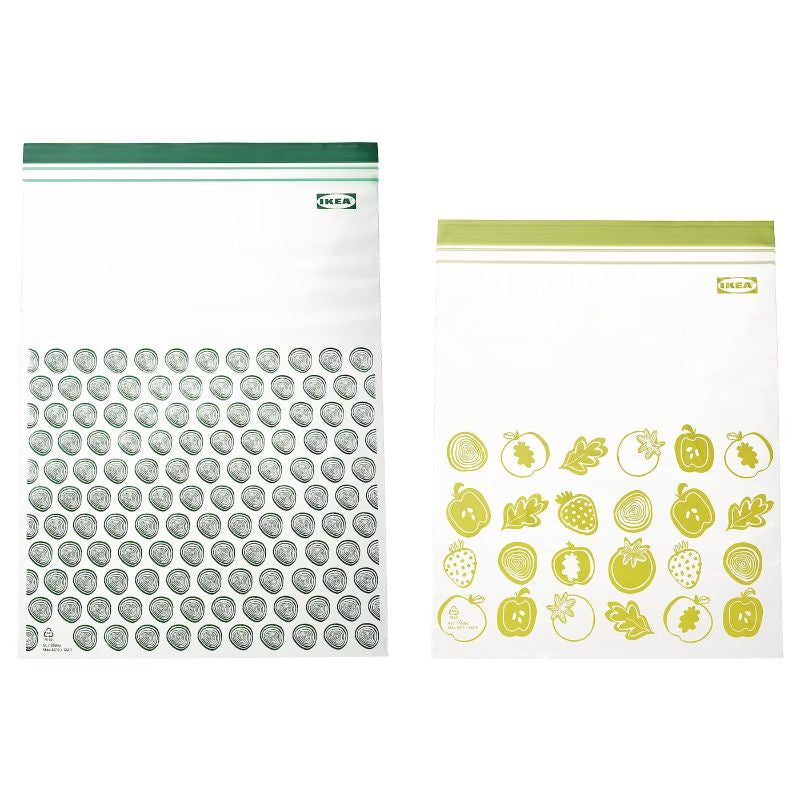 ISTAD Resealable Bag, patterned/green size 6Q and 5Q 30 pack