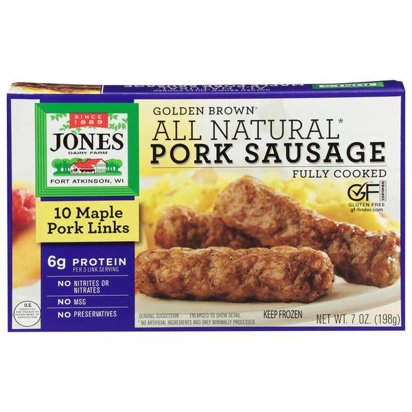 Jones Golden Brown All Natural Maple Pork Sausage Links, 10ct
