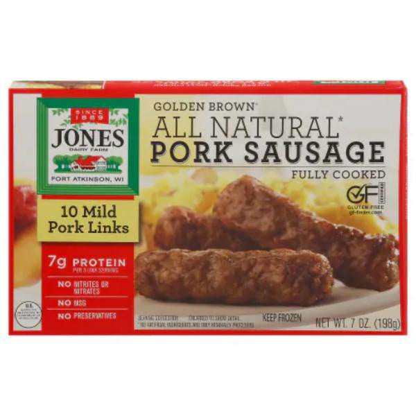 Jones Golden Brown All Natural Mild Pork Sausage Links, 10ct