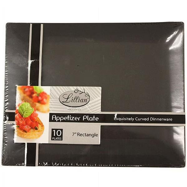 Lillian Rectangle Snack Plate Black 10pk