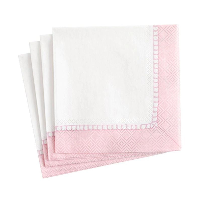 Linen Border Petal Pink Cocktail Napkins 20pk