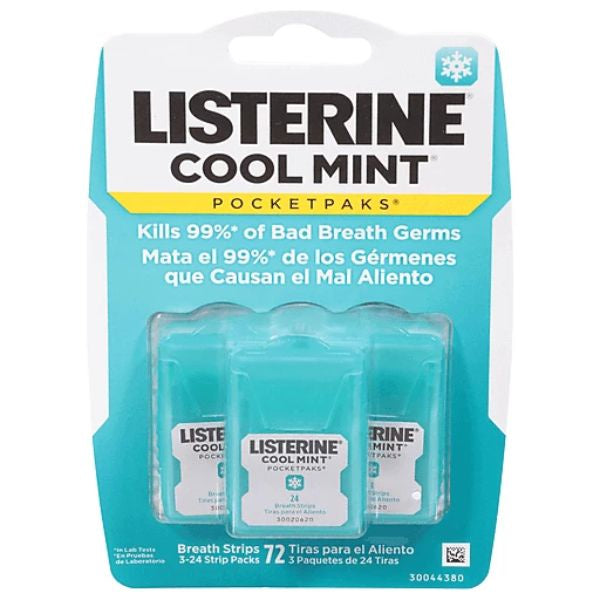 Listerine Cool Mint PocketPaks Fresh Breath Strips 3 x 24-Strip Pack