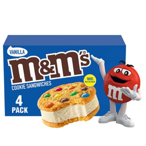 M&M Vanilla Ice Cream Cookie Sandwiches, 4pk