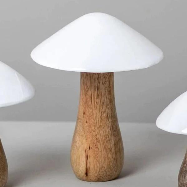 Mango Wood & Enamel Mushroom - Large