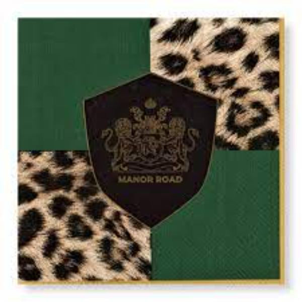 Manor Road Checkerboard Leopard Cocktail Napkins 20pk