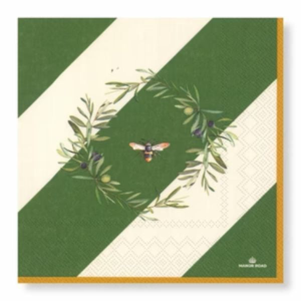 Manor Road Olive & Bee Cocktail Napkins 20ct