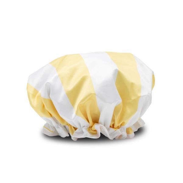 Manor Road Shower Cap - Lemon & White Stripe