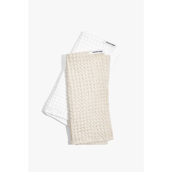 Meeka Waffle Tea Towels white/stone Set of 2