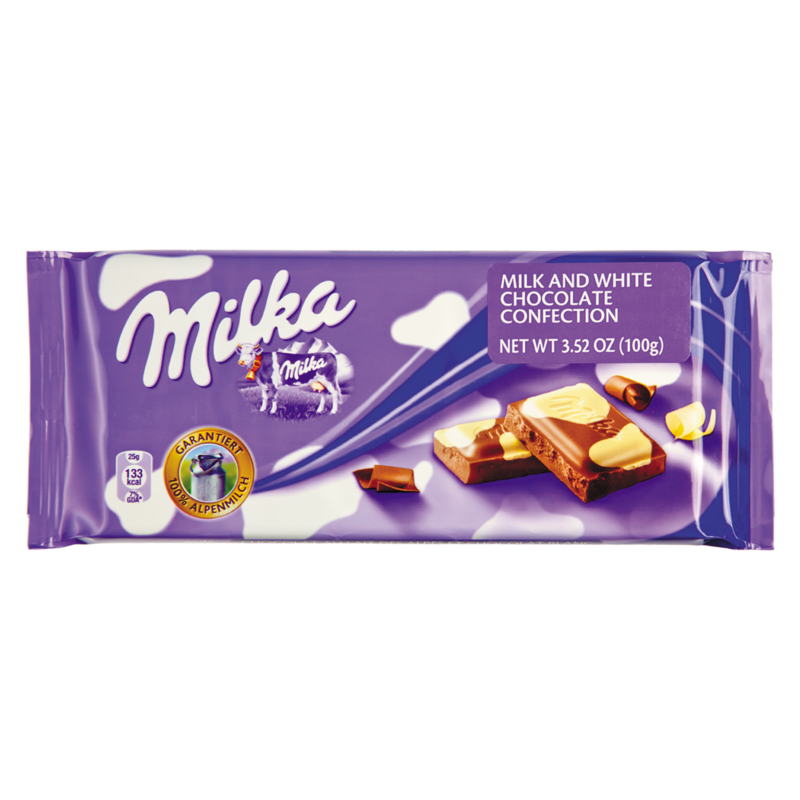 Milka Happy Cow Milk & White Chocolate Bar 3.5oz