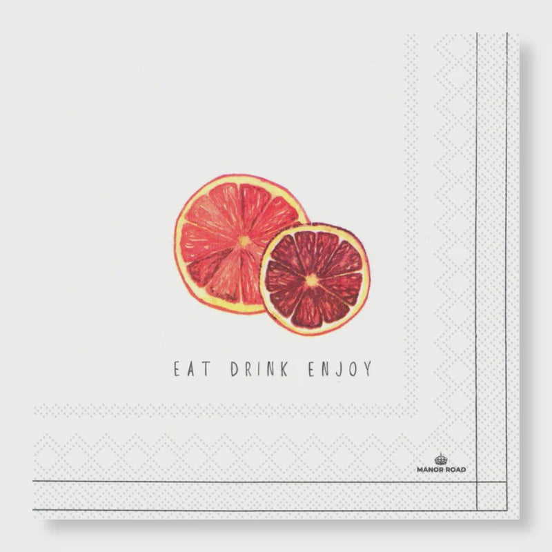 Manor Road Blood Orange Cocktail Napkins 20pk