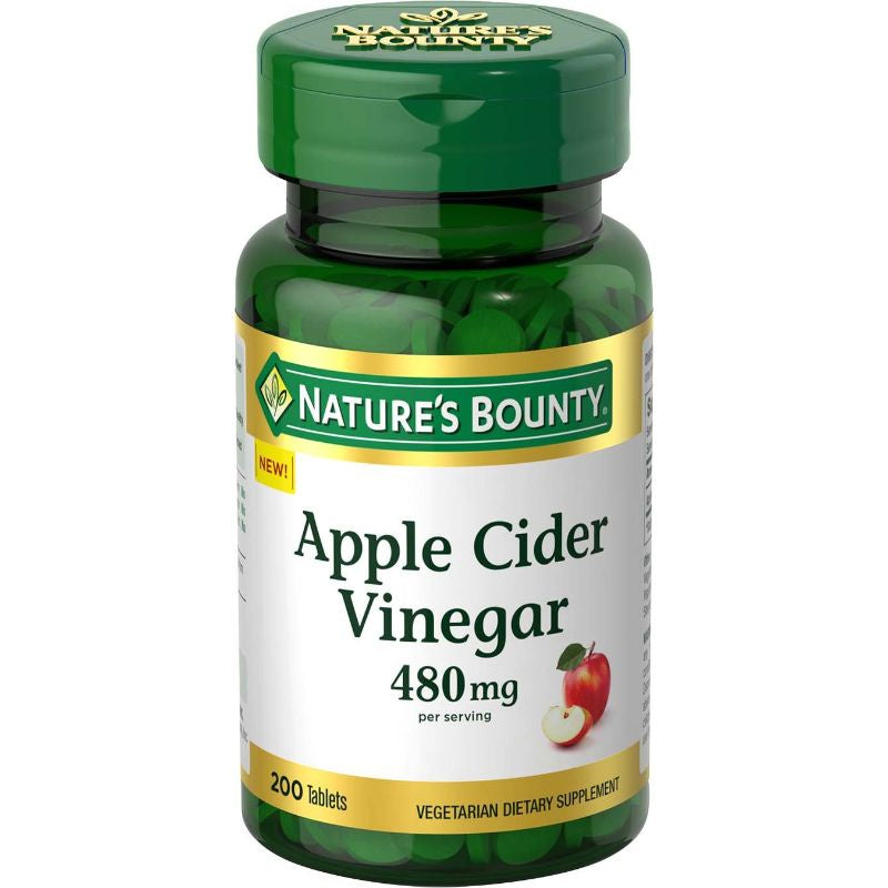 Nature’s Bounty Apple Cider Vinegar 480mg Pills, 200 Tablets