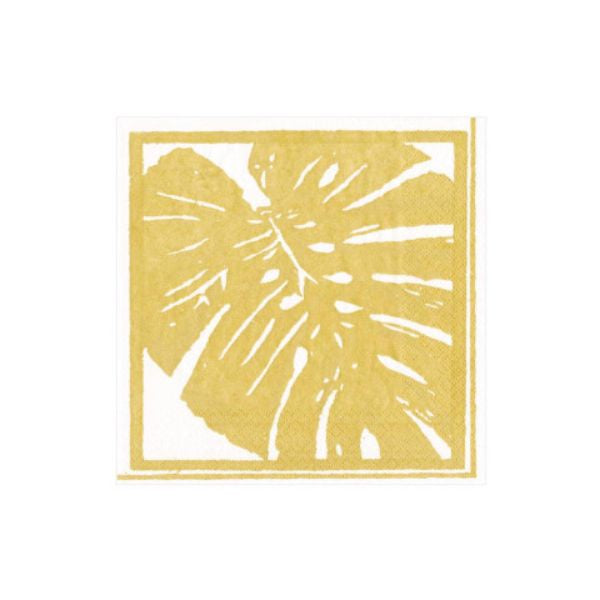 Palm Leaves Paper Cocktail Napkins, Gold 20pk