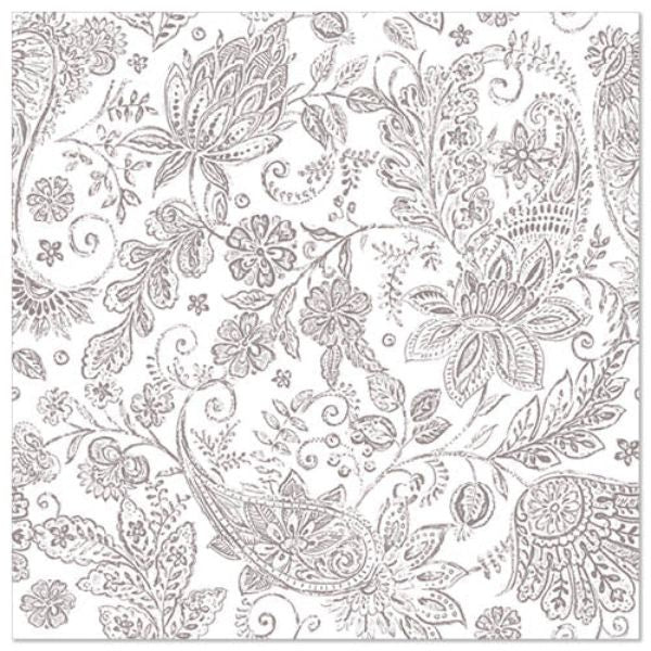 Papstar Paisley Grau 40x40 Napkin, 50pk