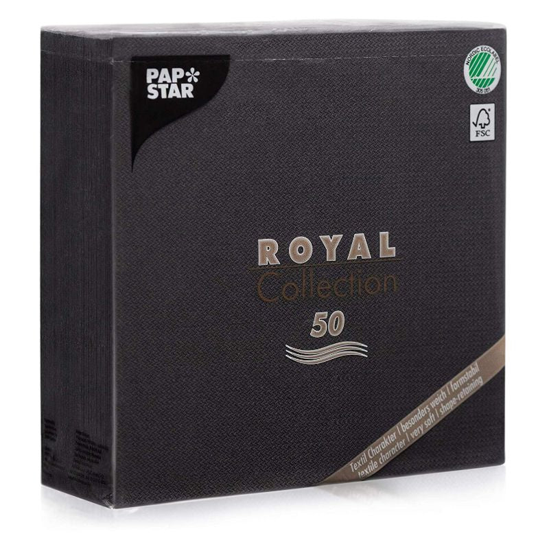 Papstar Royal Collection Elegance Black 40X40 Napkins, 50ct