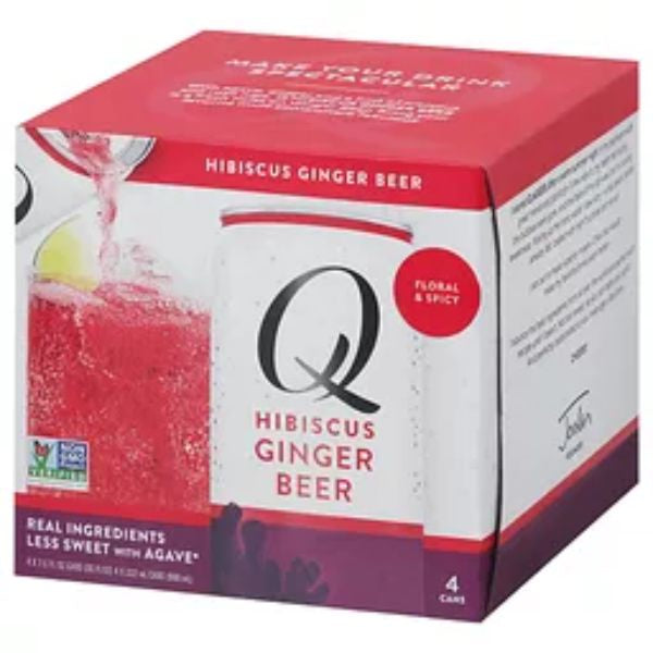 QDrink Hibiscus Ginger Beer 4/7.5oz (includes deposit)