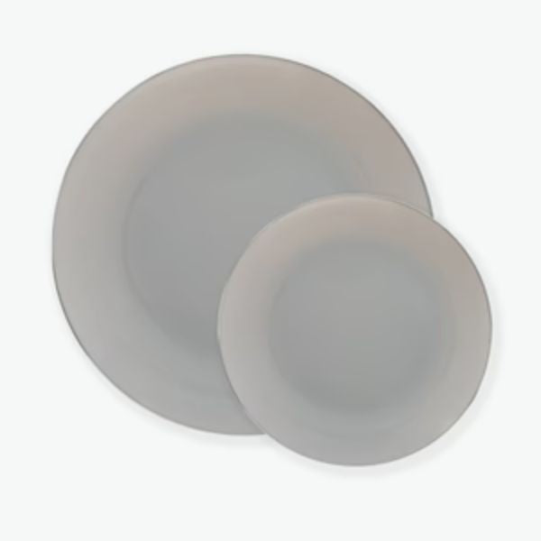 Round Gray Silver Plastic Plates, 10pk