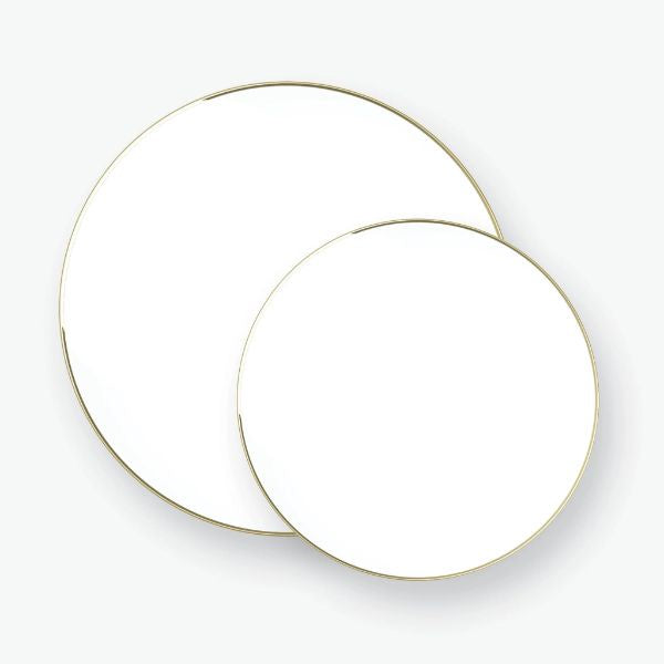 Round White Gold Plastic Plates, 10pk