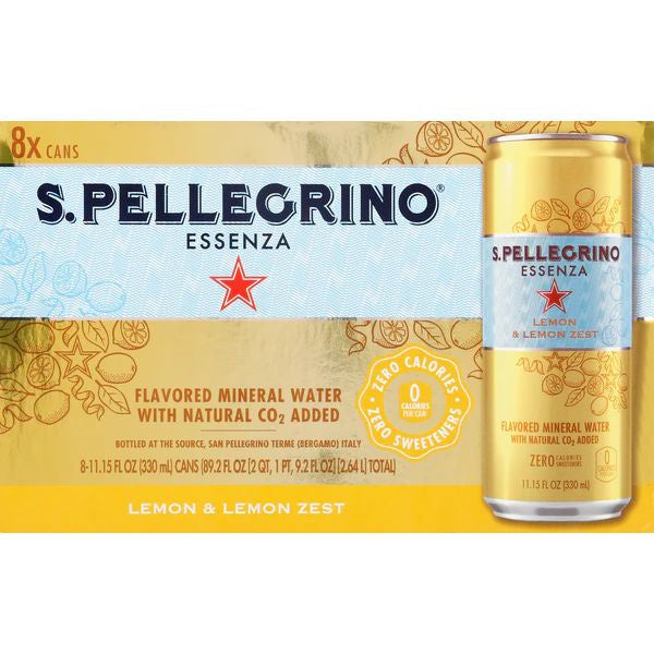 San Pellegrino Essenza Lemon & Lemon Zest Flavored 8 count (includes deposit)