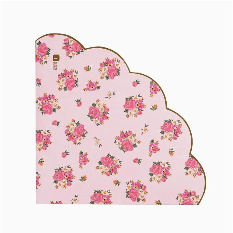 Scalloped Pink Floral Napkins - 20pk