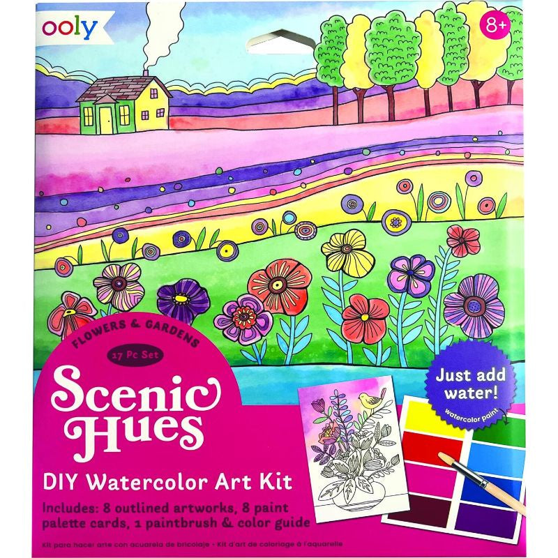 Scenic Hues DIY Watercolor Art Kit-Flowers & Gardens