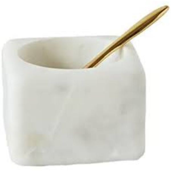 Small Marble Bowl with Brass Spoon