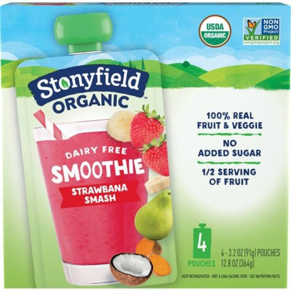 Stonyfield Organic Strawberry Smash Kids Dairy Free Smoothie 4/3.2 oz