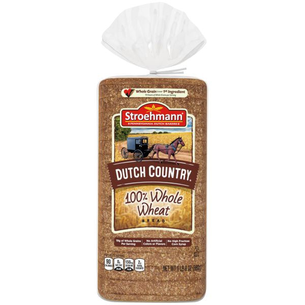 Stroehmann Dutch Country 100% Whole Wheat Sliced Bread 1lb 8oz, Pack of 2