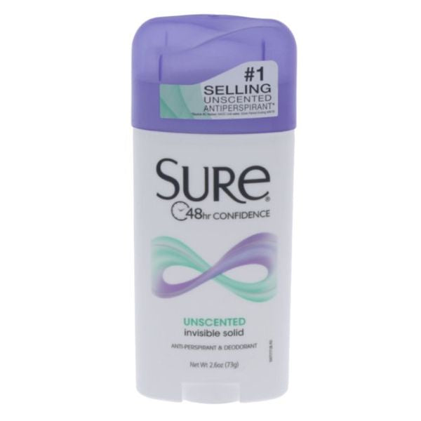 Sure Invisible Solid Anti-Perspirant & Deodorant, Unscented 2.6 oz
