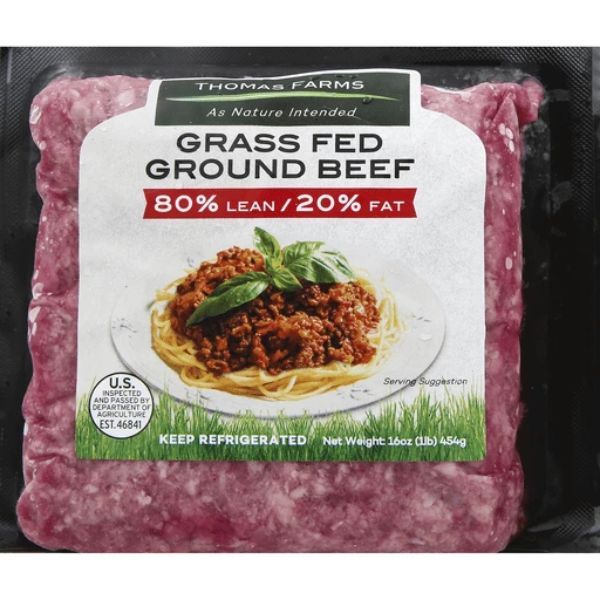Thomas Foods Grass Fed Ground Beef - 80/20 - 1lb