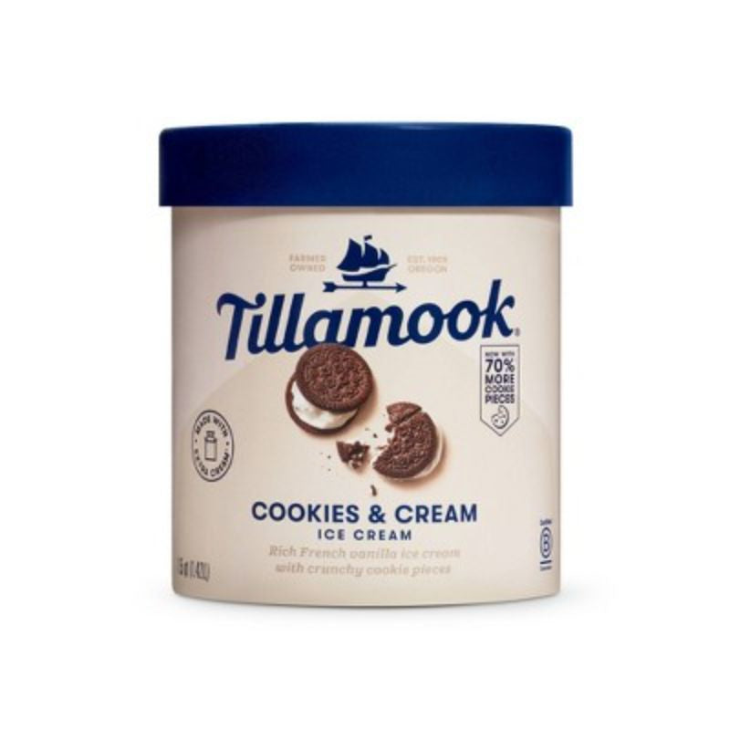 Tillamook Cookies & Cream Ice Cream 48 oz