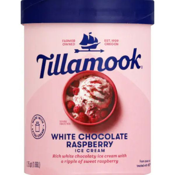 Tillamook White Chocolate Raspberry Ice Cream 1.5 qt.