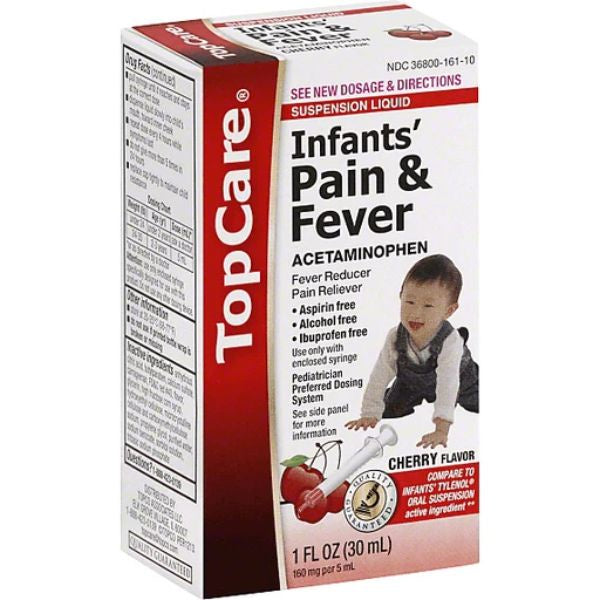 Top Care Infants' Pain and Fever Relief Drops, Cherry Flavor 1 fl oz