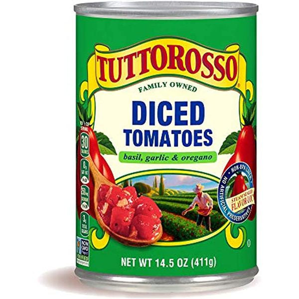 Tuttorosso Diced Tomatoes-NS Basil, Garlic & Oregano 14.5oz