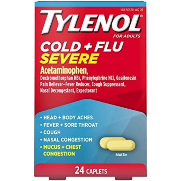 Tylenol Cold + Flu Severe Caplets for Multi-Symptom Relief 24 ct