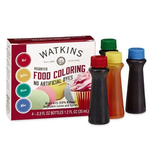 Watkins Food Coloring Assorted 4pk, 1.2 fl oz