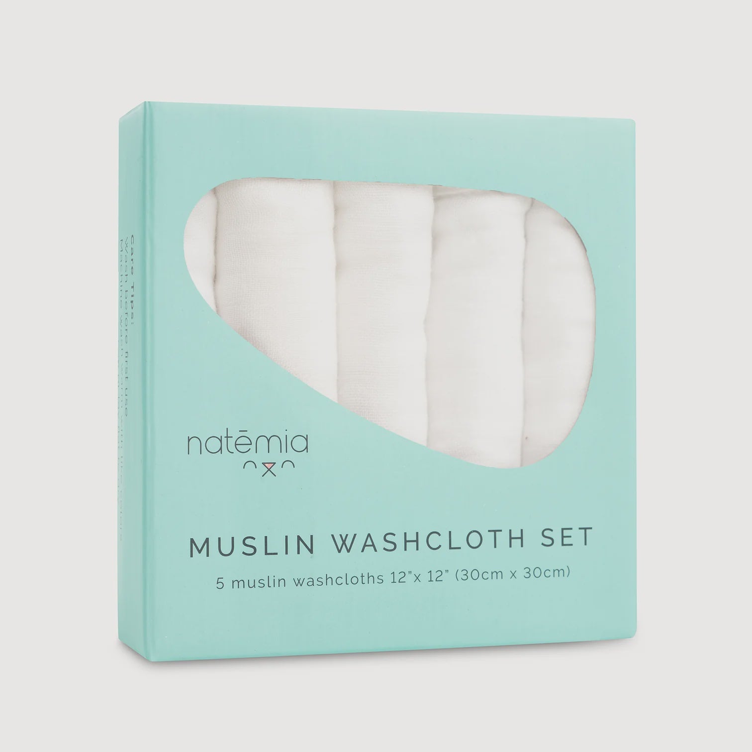 Natemia Ultra Soft Muslin Bamboo Washcloths- 5 Pack