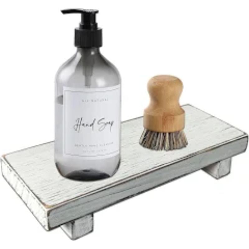 Wooden Pedestal Soap Stand-distressed white