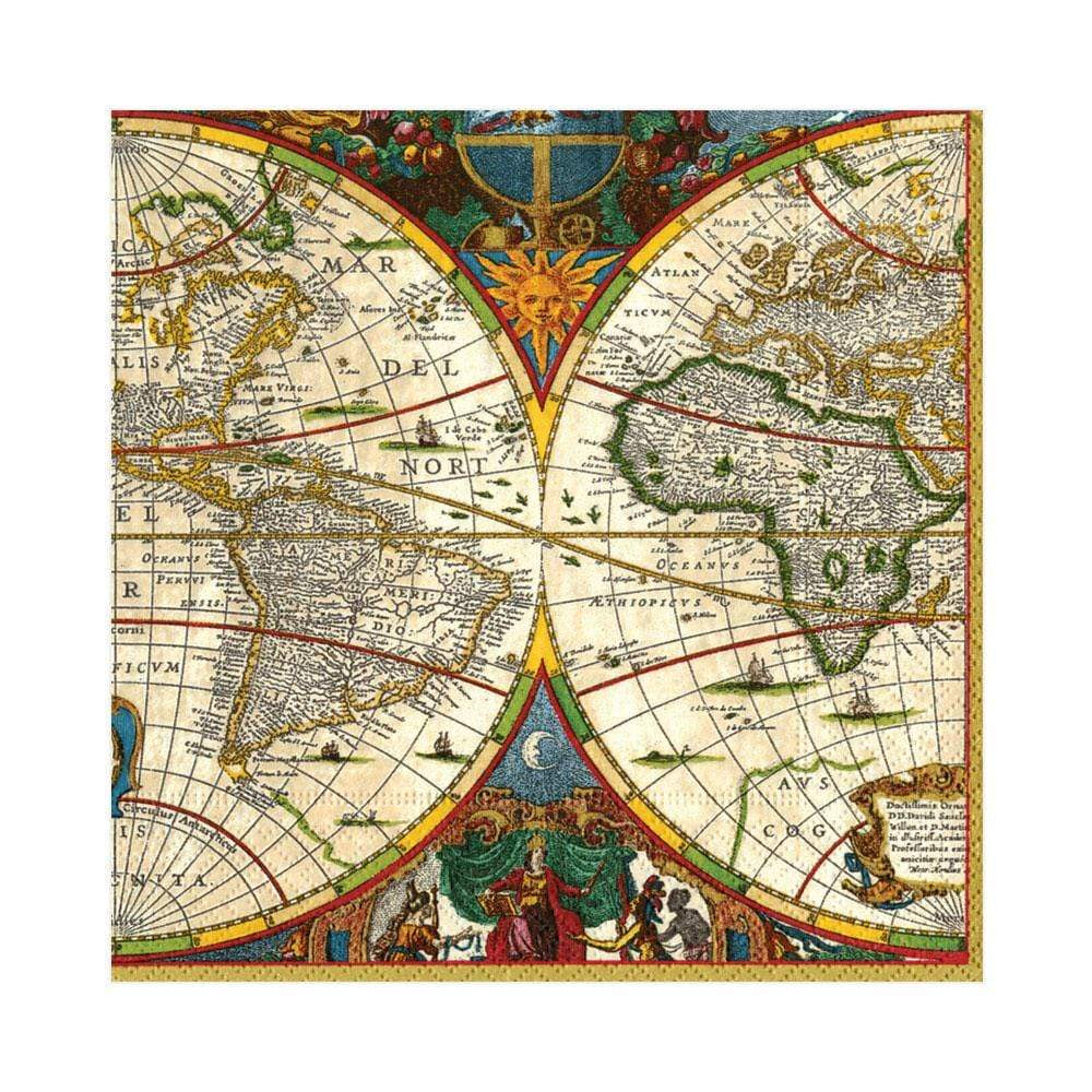 World Map Paper Luncheon Napkins 20 pk